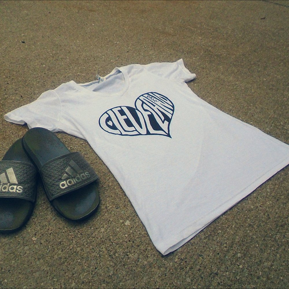 White Clevland Signature Heart T-Shirt